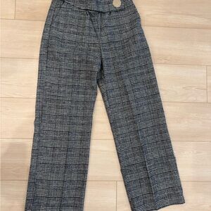 Zara Black and White Plaid Boot Cut Pants